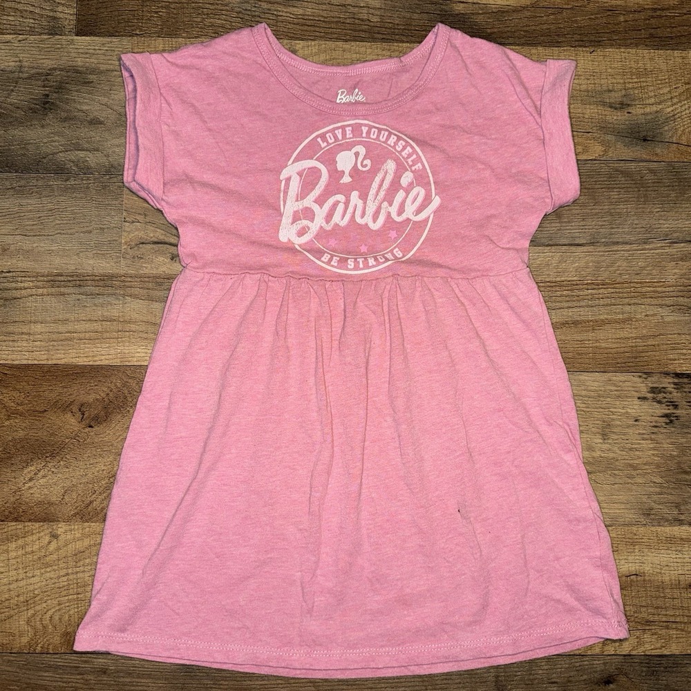 Barbie Girls Pink Fit & Flare Logo Dress‎ XS (4/5)